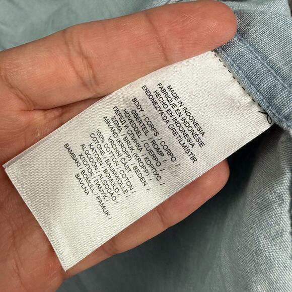 Lauren Ralph Lauren Chambray Denim Shirt Womens 2X Blue Roll Tab Sleeve Pockets - Picture 5 of 10